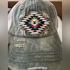 NWT C.C. western print ponytail hats